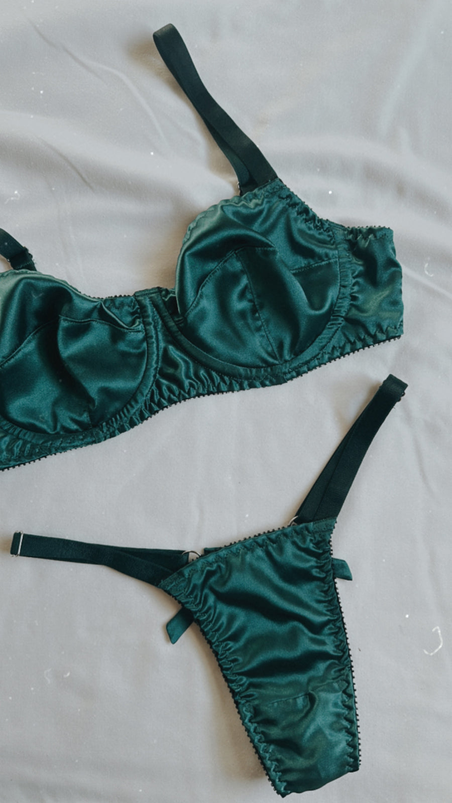 Green Satin Underwire Bra